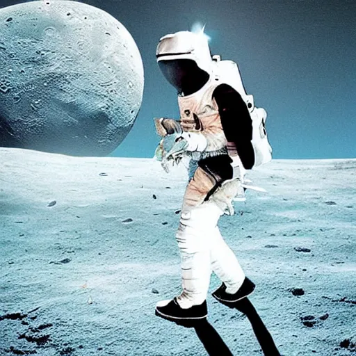 Prompt: michael jackson moonwalking on the moon, creative photo manipulation, photoshop, digital art