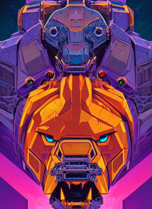 Image similar to a lion mecha by dan mumford, center frame singular high fantasy character concept art symmetrical features, digital painting, sharp focus, illustration