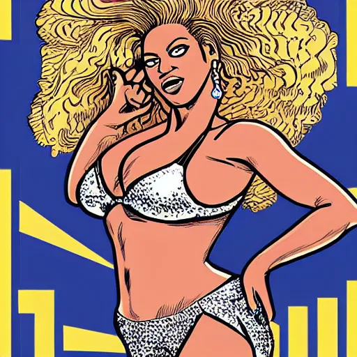 Image similar to beyonce in the style of dan parent, comic book