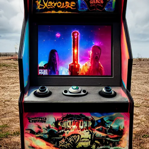 Image similar to abandoned video game arcade cabinet, glowing ghost transcending out of screen, Matt emmett, zack snyder, Anato Finnstark, and Harrison Fisher, deep color, looming, tall, deepfried, intricate matte painting, unsplash contest winner