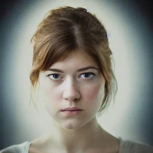 Image similar to a masterpiece portrait photo of a beautiful young woman who looks like an angelic mary elizabeth winstead, symmetrical face