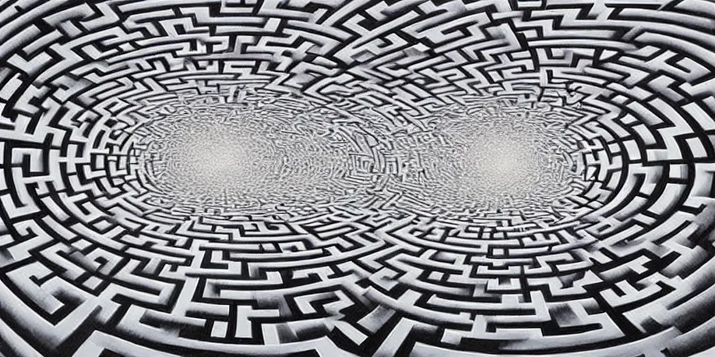 Prompt: the infinite maze, mind - blowing illusion painting by tomek setowski