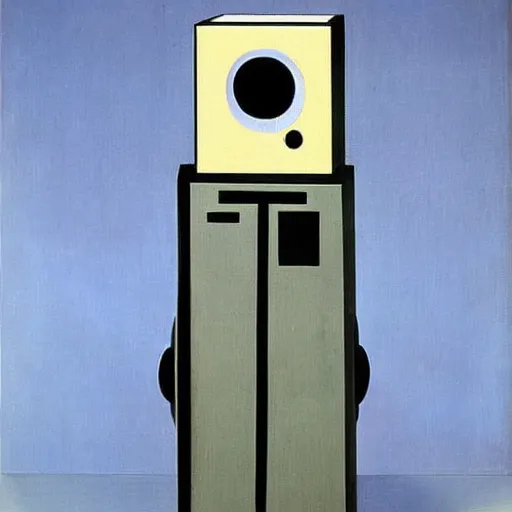 Prompt: TV robot by René Magritte