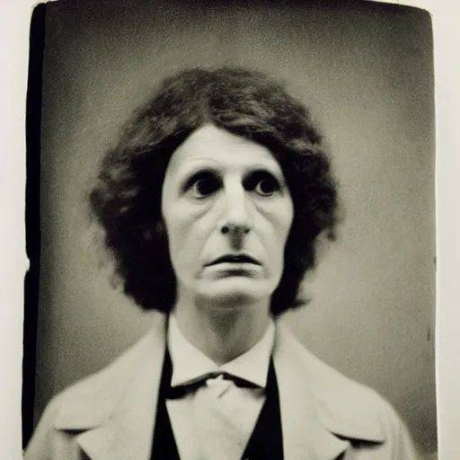 Image similar to close up photo portrait of a 19th doctor in a medical coat by Diane Arbus and Louis Daguerre