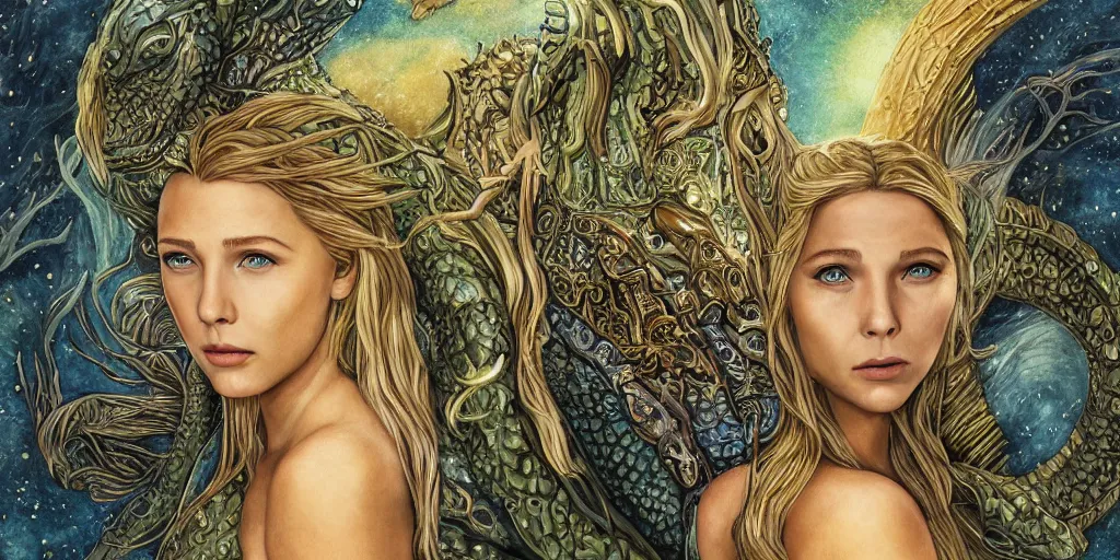 Prompt: A fantasy fairytale story style portrait painting, Great Leviathan Turtle, Mythic Island at the center of the Universe, accompanying hybrid, Blake Lively, Chloë Grace Moretz, Cory Chase, cognitive Coherence, character cohesion, graphic illustration, ultra photorealistic, Mystical Valkyrie, Anubis Reptilian, Atlantean Warrior, intense smoldering, soul penetrating invasive eyes. fantasy atmospheric lighting, digital painting, hyperrealistic, François Boucher, Oil Painting, Cozy, hot springs hidden Cave, candlelight, towels, cushions, natural light, lush plants and flowers, Crisp clear Volumetric Golden dappled dynamic lighting, Regal, Refined, elegant, smooth cave rock, Spectacular Rocky Mountains, bright clouds, luminous stellar sky, outer worlds, cognitive cohesion Coherence, character illustration, photorealistic, Vivarium, Theophanic atmosphere, michael whelan, William-Adolphe Bouguereau, Michael Cheval, Crisp clear hd resolution, Digital Art, RPG portrait, Steampunk, hyperdetailed, artstation, cgsociety, Highly Detailed, Cinematic Lighting, HD resolution, unreal 5, DAZ, hyperreality, octane render, Unreal Engine, 8k, HD