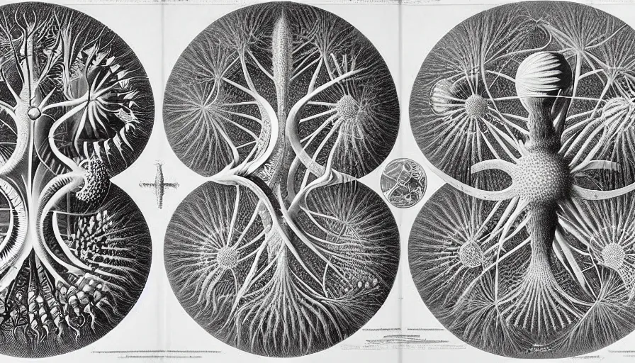 Image similar to the two complementary forces that make up all aspects and phenomena of life, by Ernst Haeckel