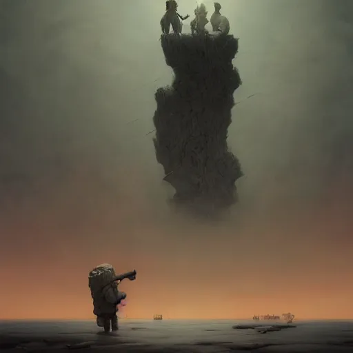 Image similar to end of the world, grunge, loony toons style, illustrated by zdzisław Beksiński and greg rutkowski., Trending on artstation, artstationHD, artstationHQ, 4k, 8k