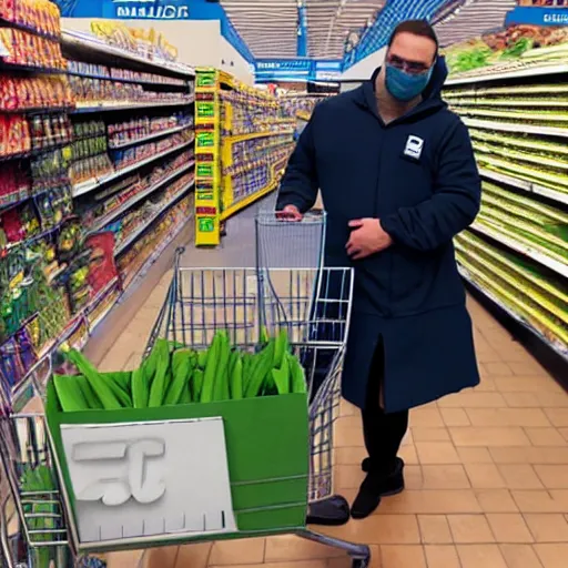 Image similar to doctor doom shopping in ALDI