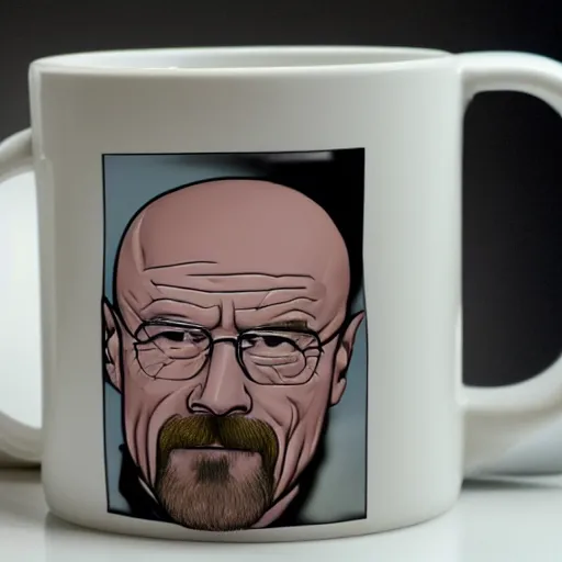 Image similar to mug with walter white's face on it