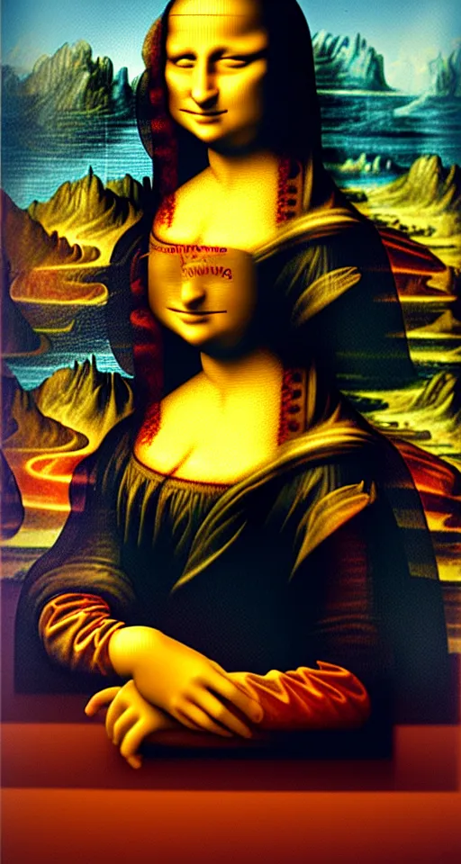 Image similar to the mona lisa as a robot, digital art