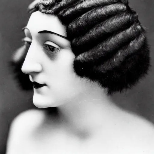 Prompt: photograph of a woman wearing flapper fashion, 1 9 2 0's, looking at the camera, aesthetic, elaborate, intricate, highly detailed, detailed face, photorealism, smooth, sharp focus, rim light, art by man ray,