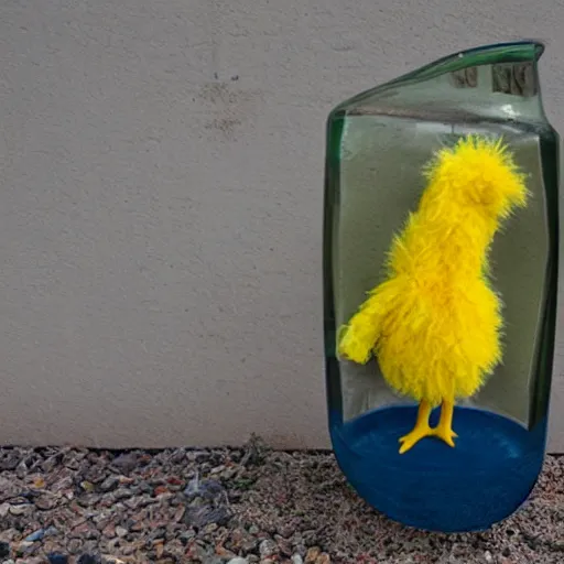 Image similar to big bird in a bottle