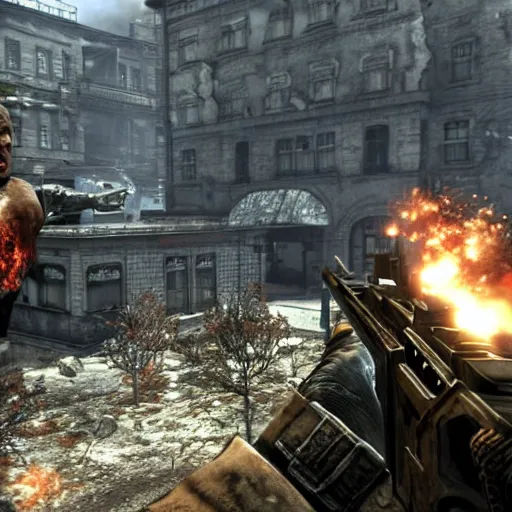 Prompt: dwayne the rock johnson, dwayne the rock johnson in the call of duty zombies map der reise, black ops 2 der reise, screenshot