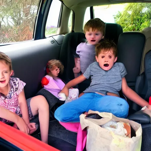 Image similar to the kids on the back seat making a fudging mess