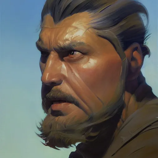 Image similar to greg manchess portrait painting of a soviet russian nuclear supersoldier, medium shot, asymmetrical, profile picture, organic painting, sunny day, matte painting, bold shapes, hard edges, street art, trending on artstation, by huang guangjian, gil elvgren, ruan jia, randy vargas, greg rutkowski