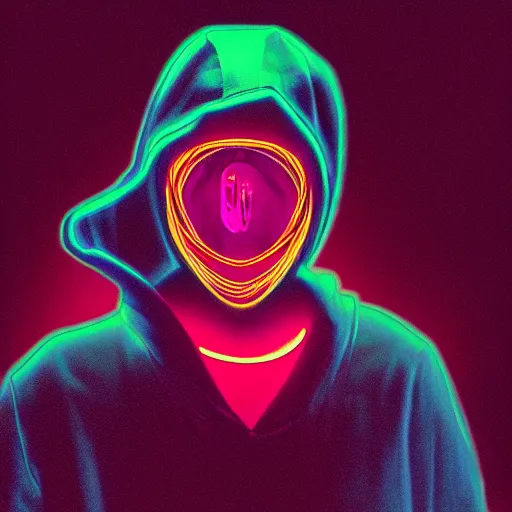 Prompt: ghost in hoodie, portrait, vaporwave, synthwave, neon, vector graphics, cinematic, volumetric lighting, f 8 aperture, cinematic eastman 5 3 8 4 film, photorealistic