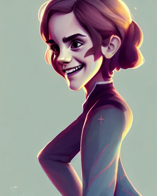 Image similar to beautiful full body Emma Watson goofy smiling illustration by lois van baarle and loish and ross tran and rossdraws and sam yang and samdoesarts and artgerm, digital art, highly detailed, intricate, sharp focus, Trending on Artstation HQ, deviantart