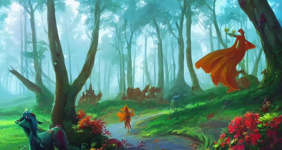 Image similar to Enchanted and magic forest, by RHADS