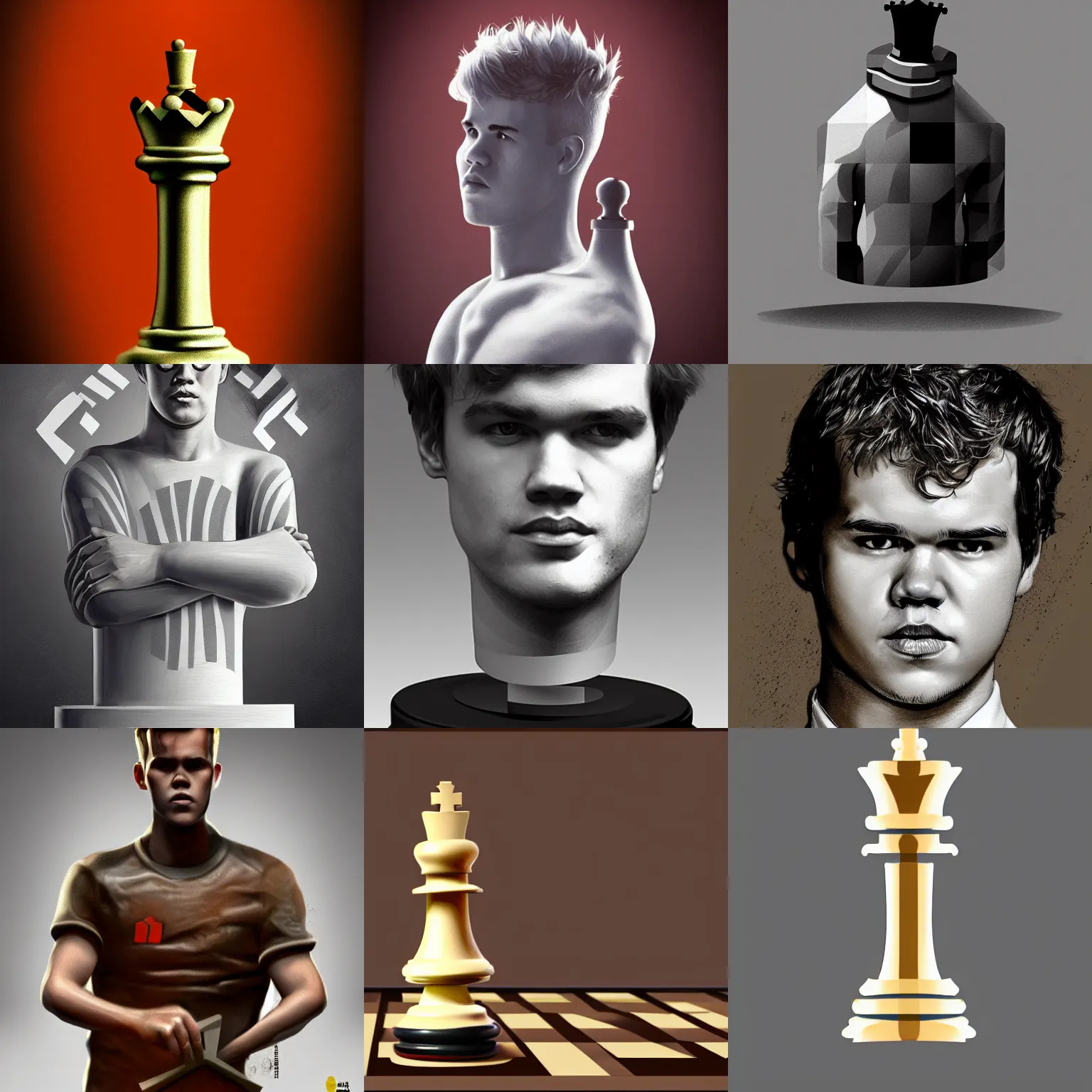 Prompt: Magnus Carlsen as a chess piece, digital art, artstation, award-winning, hyperrealistic