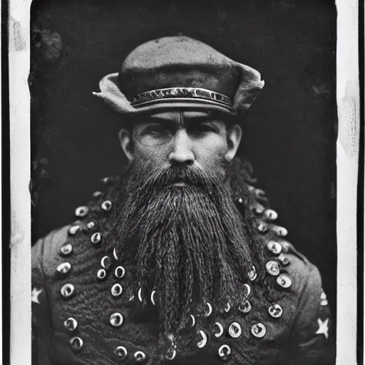 Prompt: civil war portrait of general cthulhu, black and white, wet-plate photography, shallow depth of field, detailed, uniform, 8k, beard of tentacles,