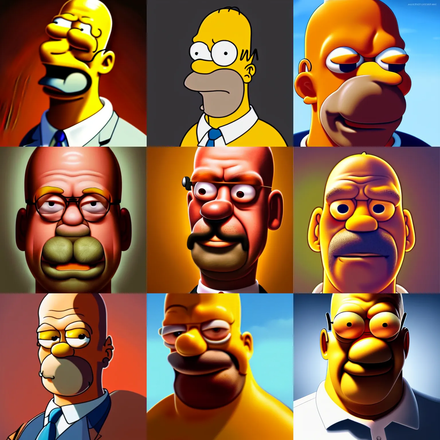 Prompt: portrait of real life homer Simpson, highly detailed, digital painting, artstation, concept art, smooth, sharp focus, illustration, dramatic light