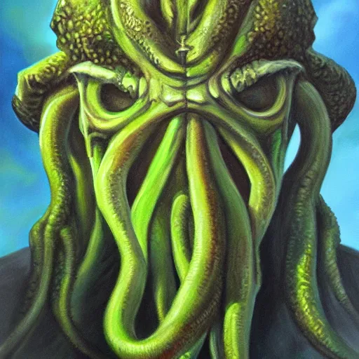 Prompt: A photorealistic painting of Cthulhu