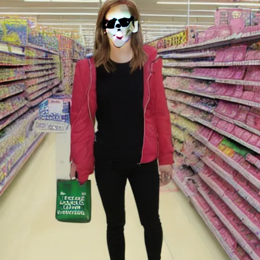 Prompt: emma watson, inside kmart,