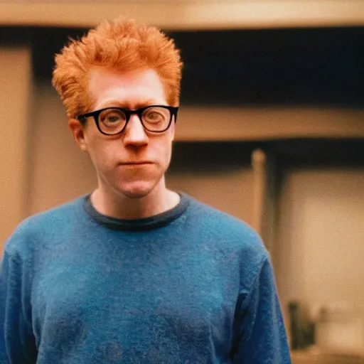 Prompt: color 35mm film still of Anthony Rapp, figure portrait