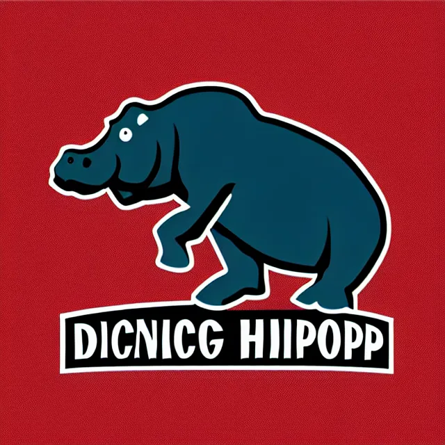 Prompt: dancing hippo vector logo, professional sports style, flat colour, SVG, professional, sharp edges