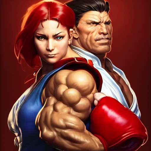 Prompt: ron desantis versus nikki fried, as street fighter characters, cg animation, capcom, realistic, character select portrait, by artgerm, greg rutkowski, alphonse mucha, 3 d