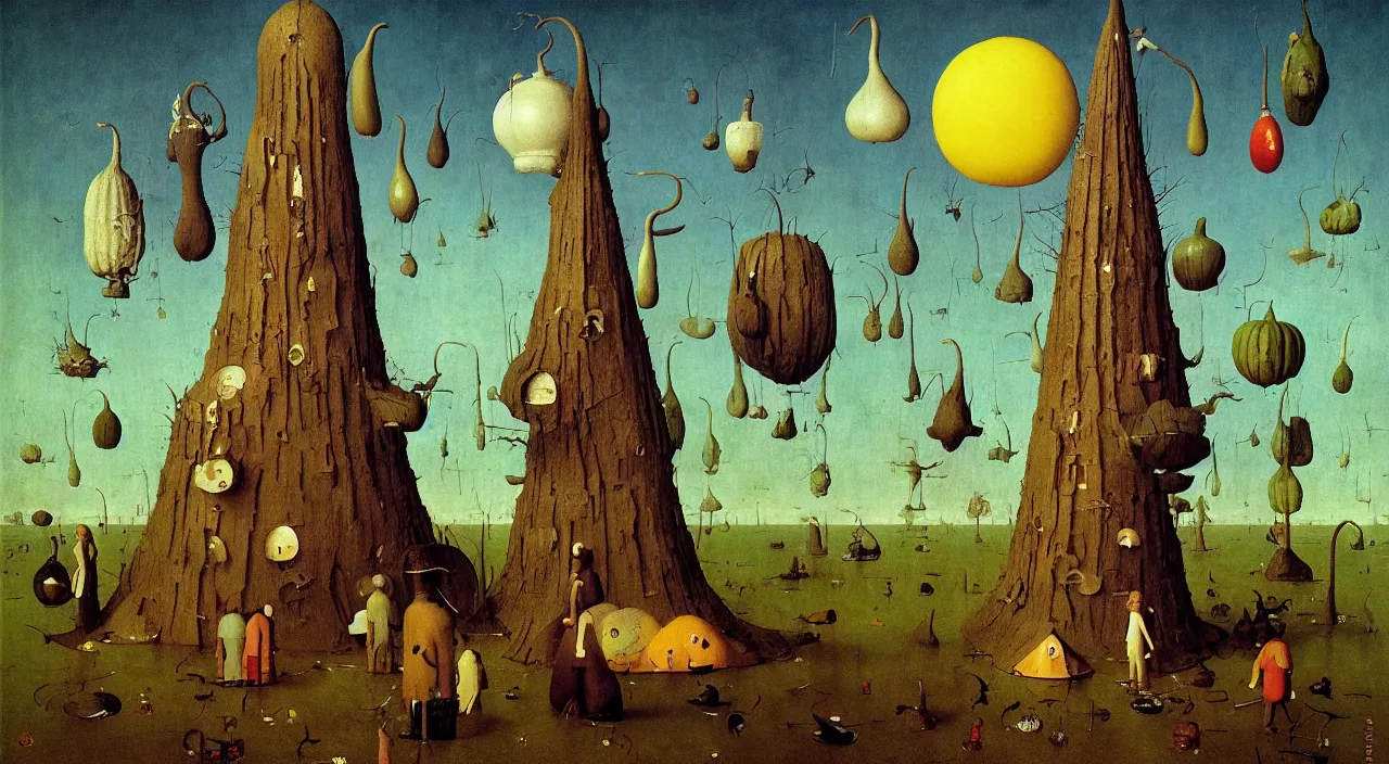 Image similar to single flooded simple!! fungus gourd tower anatomy, very coherent and colorful high contrast masterpiece by norman rockwell franz sedlacek hieronymus bosch dean ellis simon stalenhag rene magritte gediminas pranckevicius, dark shadows, sunny day, hard lighting