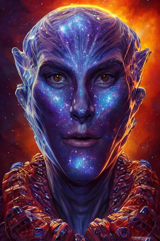 Prompt: beautiful oil painting with high detail of a wise Space ent made of stars and plasma, hybrid from dungeons and dragons and art direction by James Cameron ;by artgerm; wayne reynolds art station; cinematic quality character render; low angle; ultra high quality model; production quality cinema model; surreal nested Escher jaw