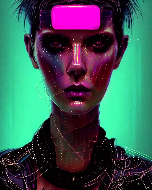 Image similar to detailed portrait of Punk girl, standing hair line Sheen Holographic Futuristic sci-fi fashion cyberpunk, (neotokyo), synthwave, (aesthetics), futuristic, bladerunner movie scene by ismail inceoglu dragan bibin hans thoma greg rutkowski Alexandros Pyromallis Nekro Rene Margitte illustrated Perfect face, fine details, realistic shaded, fine-face, pretty face sharp chine