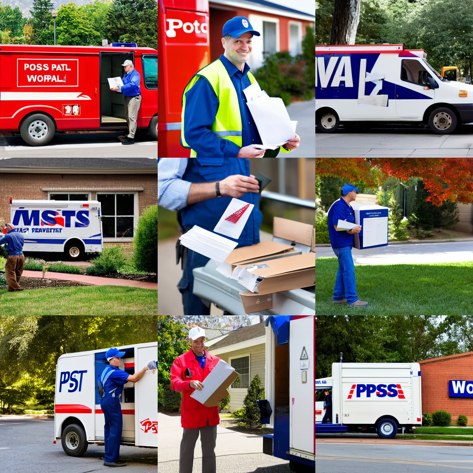 Prompt: us postal worker delivering mail