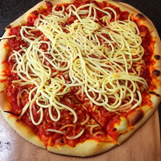 Prompt: spaghetti pizza