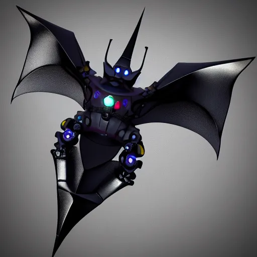 Image similar to a cybernetically enhanced bat, digital art, 3 d render, blender