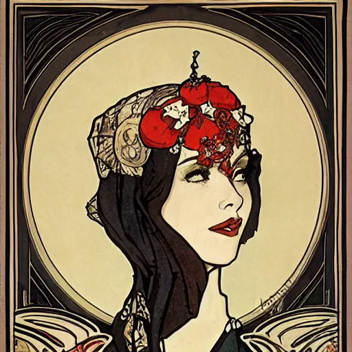 Prompt: raven by mucha