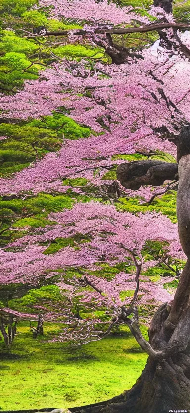 Image similar to “ a portrait photo of tyrannosaurus at a sakura tree, side shot, by shunji dodo, 8 k resolution, high quality ”