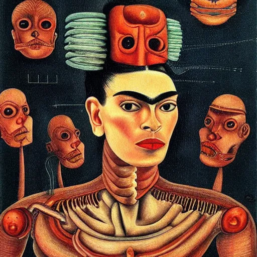 Image similar to cyborgs by frida kahlo