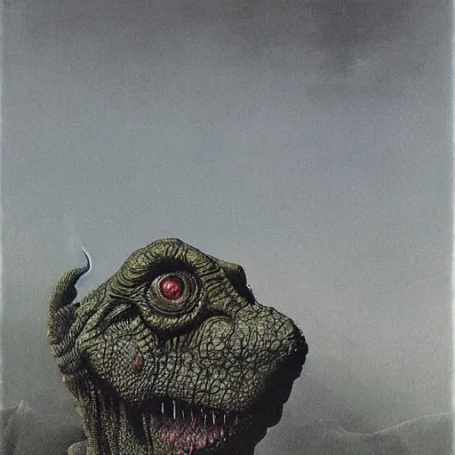 Prompt: a reptillian monster painted by zdzisław beksinski