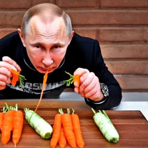 Prompt: putin eating a carrot, but carrot is chesspiece