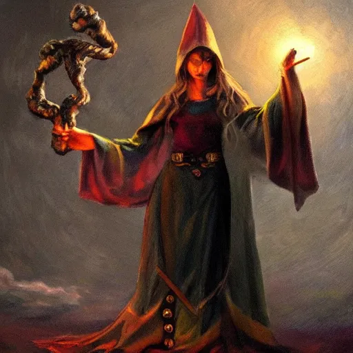 Prompt: Elf wearing mage robes preforming a spell, fantasy art