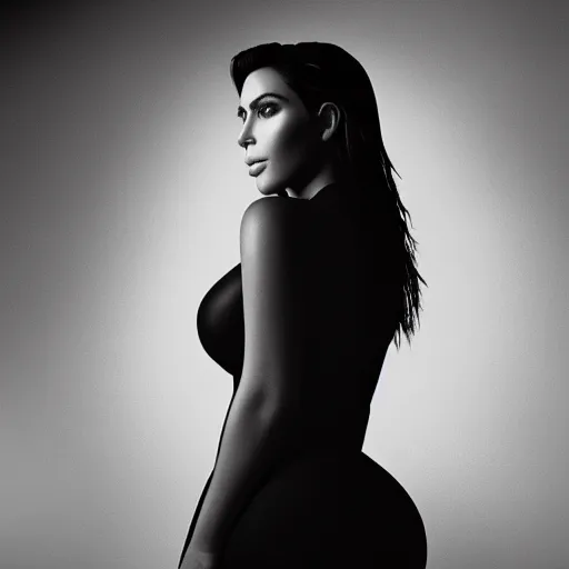 Image similar to kim kardashian in heaven, dramatic lighting, high contrast, sharp, detaled