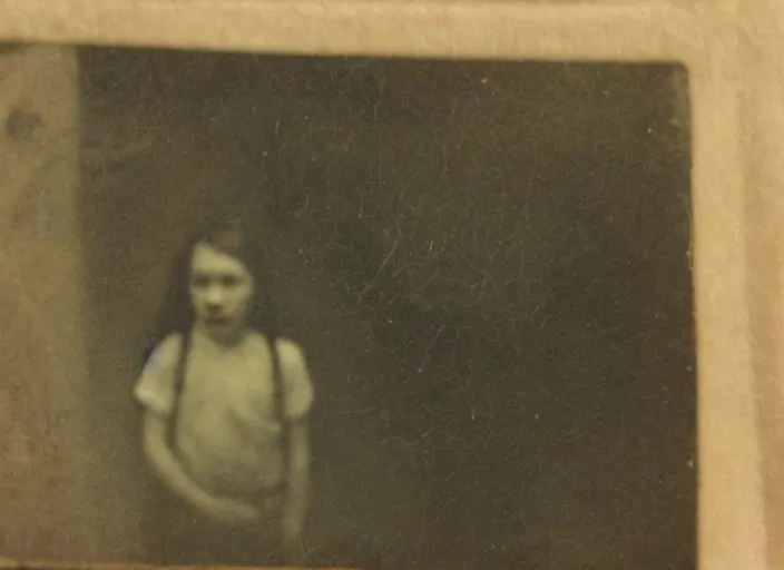 Image similar to an old worn photo of paranormal evidence, horror photography, terror