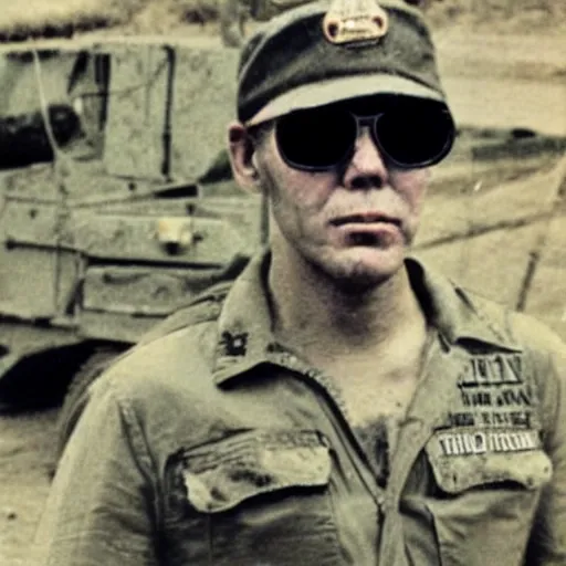 Prompt: vintage photograph of hunter s. thompson as a us soldier in the vietnam war, very detailed, very intricate,