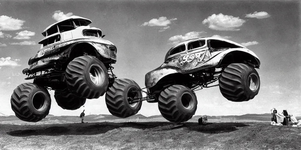 Image similar to monster truck rally, Salvador Dalí