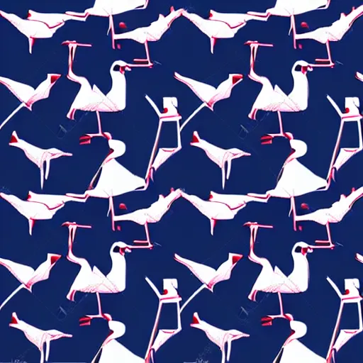 Image similar to fabric pattern of minimalistic cranes