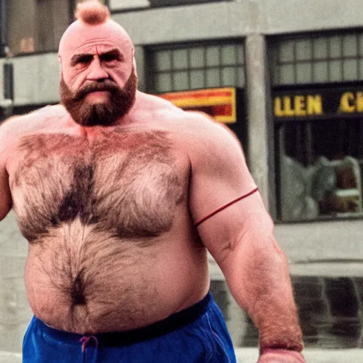 Image similar to Danny Devito staring as Zangief in the Street Fighter 2024 movie