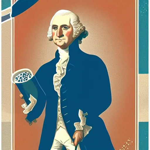 Image similar to cover illustration for a box of George Washington sugar cereal