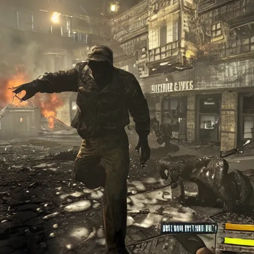 Prompt: donald trump in call of duty zombies tranzit map
